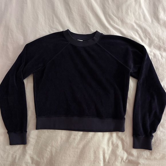Re/Done Navy Velour Sweatshirt - Picture 3 of 4